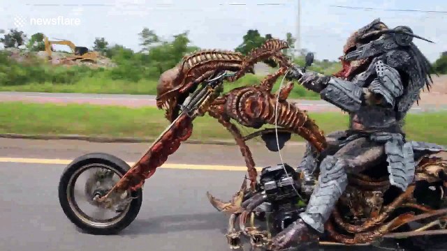 Real-life Predator seen on his bike on Thai highway