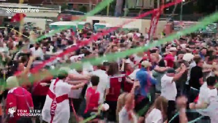 England supporters go wild in Peterborough after Harry Kane's last-minute goal