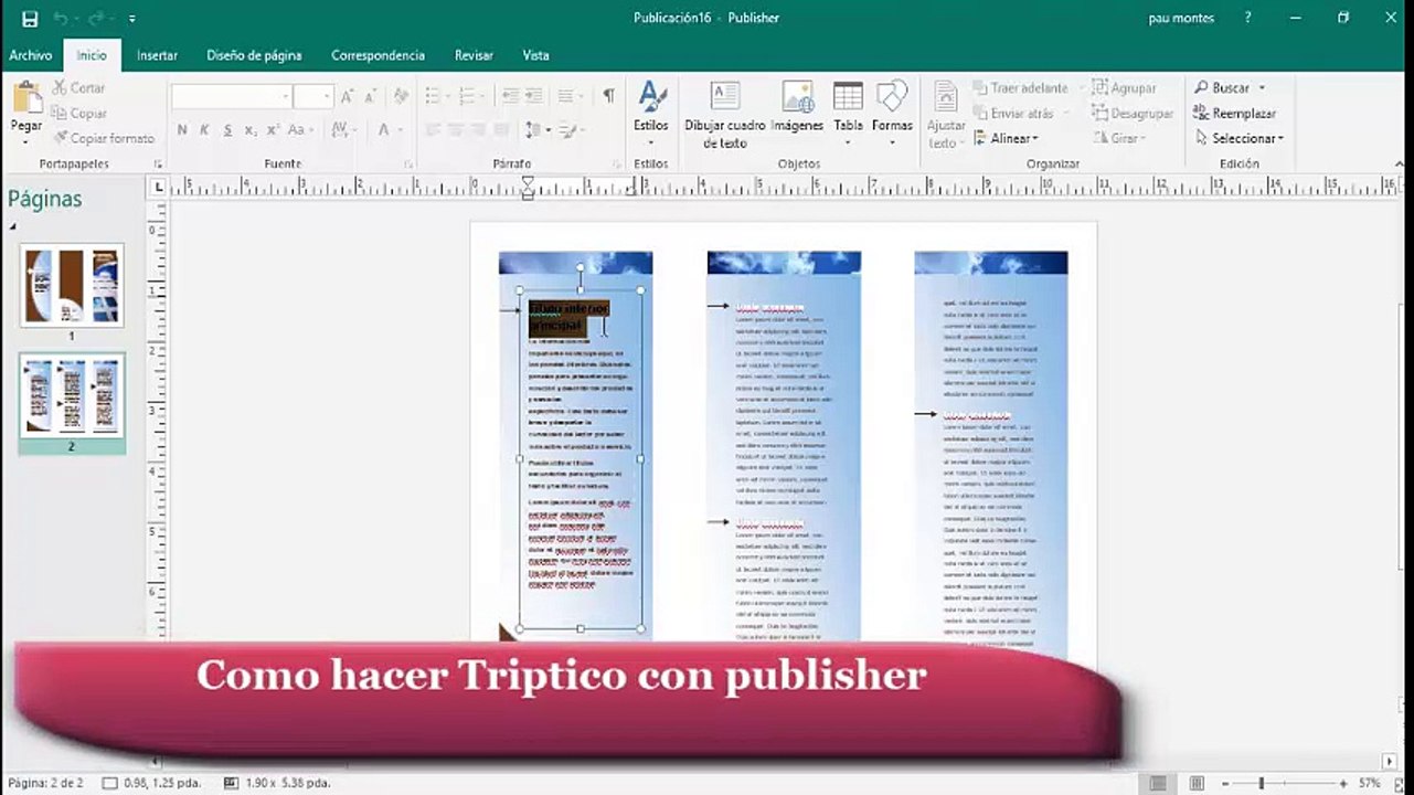 Como hacer Triptico con publisher