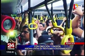 Rusia: hinchas de la Blanquirroja cantan en tren rumbo a Ekaterimburgo
