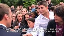 Macron tells off red-faced teen heckler: Don't be 'a clown'