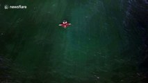 Graceful manta ray captured by aerial drone camera off Queensland coast