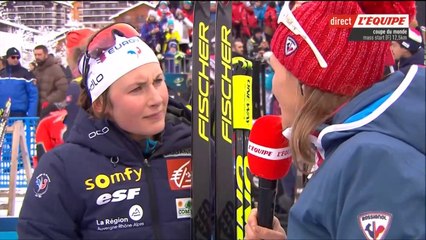CdM biathlon Le Grand-Bornand (S3) - mass-start F, 17 déc 2017 (l'après-course), victoire de Justine Braisaz