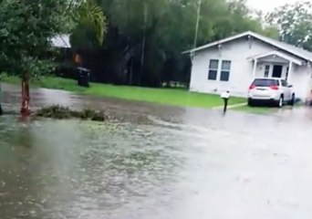 Flood Waters Rise Outside Texas Home in Weslaco