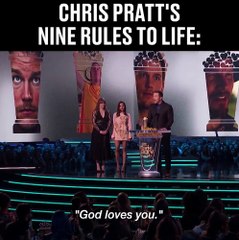'I am going to speak to you - the next generation.' Chris Pratt absolutey killed it with his '9 rules' speech at the MTV awards 