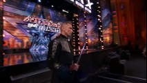 Aaron Crow- Pours Hot Wax On Eyes And Swings Sword At Howie Mandel - America's Got Talent 2018