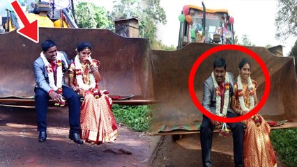 JCB இயந்திரத்தில் கல்யாண ஊர்வலம் வந்த புதுமணத் தம்பதி- வீடியோ