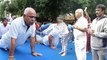 International Yoga Day 2018 : ಬಿಜೆಪಿ ಕಚೇರಿಯಲ್ಲಿ ಯೋಗಾಸನ ಮಾಡಿದ ಬಿ ಎಸ್ ಯಡಿಯೂರಪ್ಪ