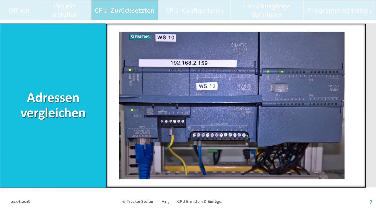 SPS - 3.2) Tia Portal - CPU ermitteln und einfügen