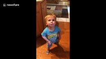 Toddler stops mid-sentence to break into epic dance moves when the beat drops