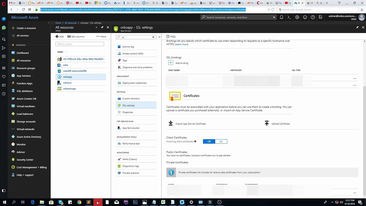how to upload SSL certificate microsoft azure -- To export the .pfx and .cer files
