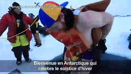 En Antarctique, un bain glacé pour fêter le solstice