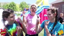 7 Second Squishy Challenge Down Giant Inflatable Water Slide! / That YouTub3 Family