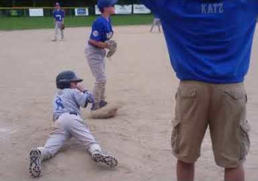Kid Steals Third Base With Dramatic Jump During Baseball Game