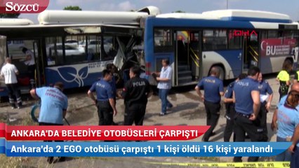 Ankara'da trafik kazası! Belediye otobüsleri çarpıştı