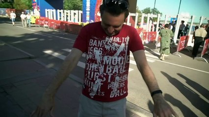 Football players and fans bugged by midges in Russia