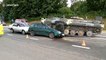 Tank crushes car in Belarus