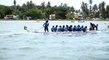 RACE TO THE FINISHTeam Titans paddle to the finish during one of the 200m sprint events on Sunday at the annual THA Dragon Boat Festival jointly hosted with th