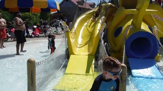 Waterslide at Six Flags with son & friend