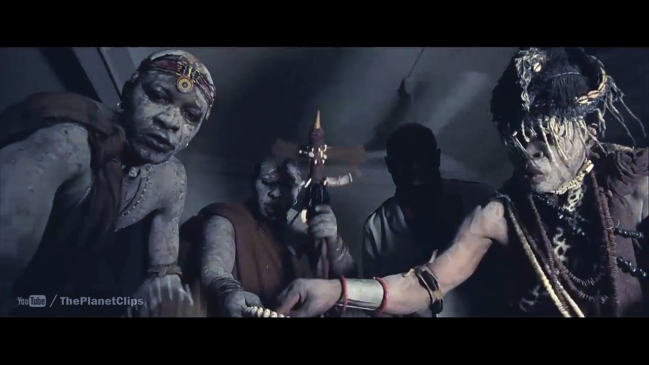 Local tribemen Immolate Joseph (Remy Sweeney), But Evil did not let this happen. A very horror scene from the movie Exorcist: The Beginning (2004)