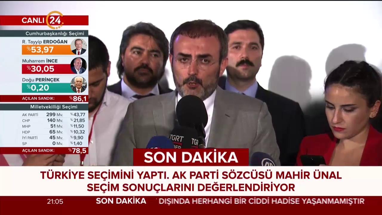 AK Parti sözcüsü Mahir Ünal seçim sonuçlarını değerlendirdi