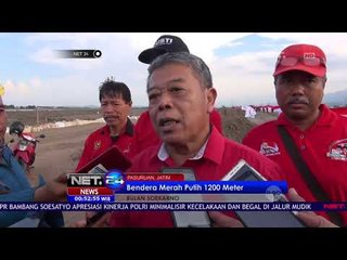 Peringati Bulan Soekarno, Warga Sidoarjo Bentangkan Bendera Indonesia Sepanjang 1200 Meter