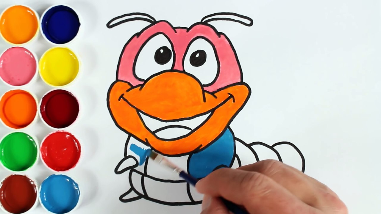 Comment dessiner une larve arc-en-ciel - Dessins d'enfants - apprendre les couleurs