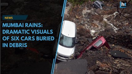 Mumbai rains: Dramatic visuals of six cars buried in debris