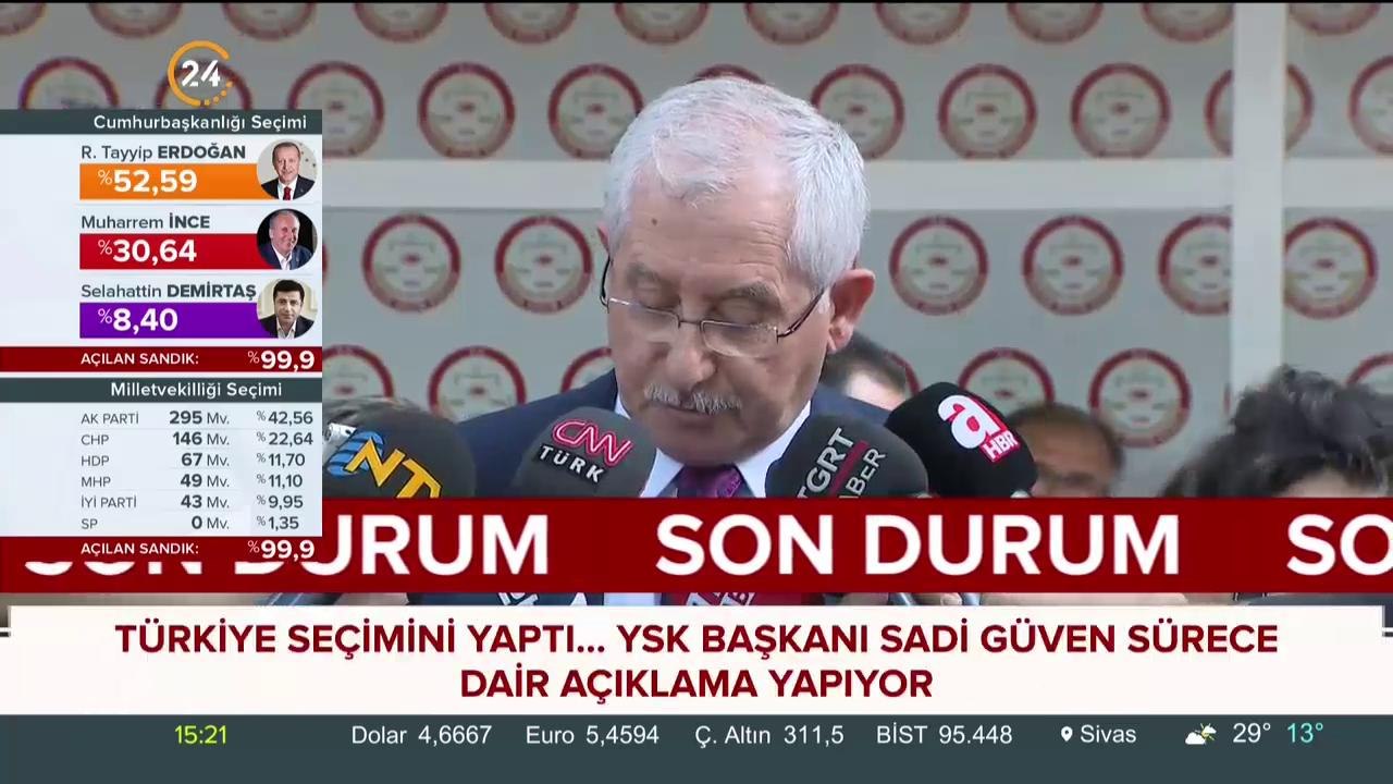 YSK Başkanı Sadi Güven açıklama yapıyor