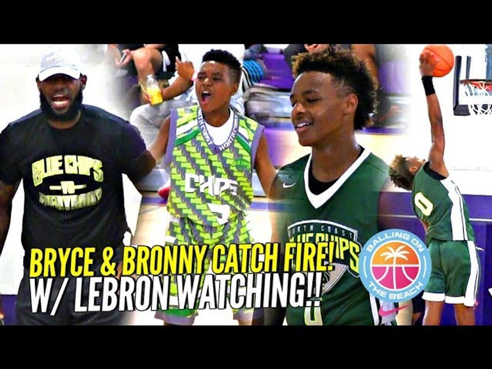 LeBron James Watching Bryce Maximus CATCH FIRE!!  Bronny Jr Goes OFF at Balling On The Beach!