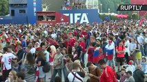 مباشر.. حشود تتابع مباراة بلجيكا وتونس من منطقة التشجيع في موسكو