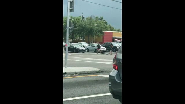 2 femmes aident un alligator à traverser la route