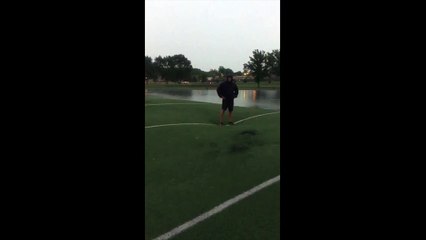 Turf on High School Football Field Balloons After Heavy Rain