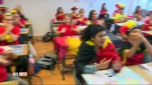 Des élèves apprennent la Brabançonne pour soutenir les Diables rouges