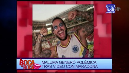 Maluma genera polémica por beso con Maradona