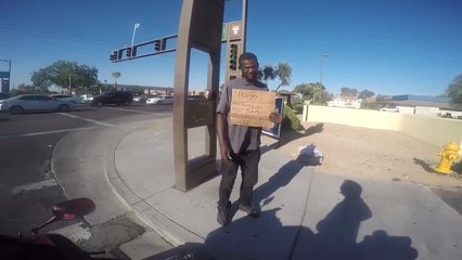 Chandler motorcyclist gives homeless man water, money