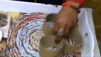 Cách làm khay đựng bút giả cổ bằng lõi giấy