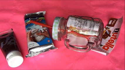DIY Tuto  transformer une mason jar en verre à boire Nutella┃Reva ytb