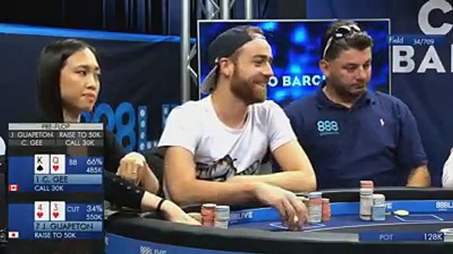 Lots of big hands played out at the #888pokerLIVEBCN Main Event! Check out what happened to Courtney Gee!