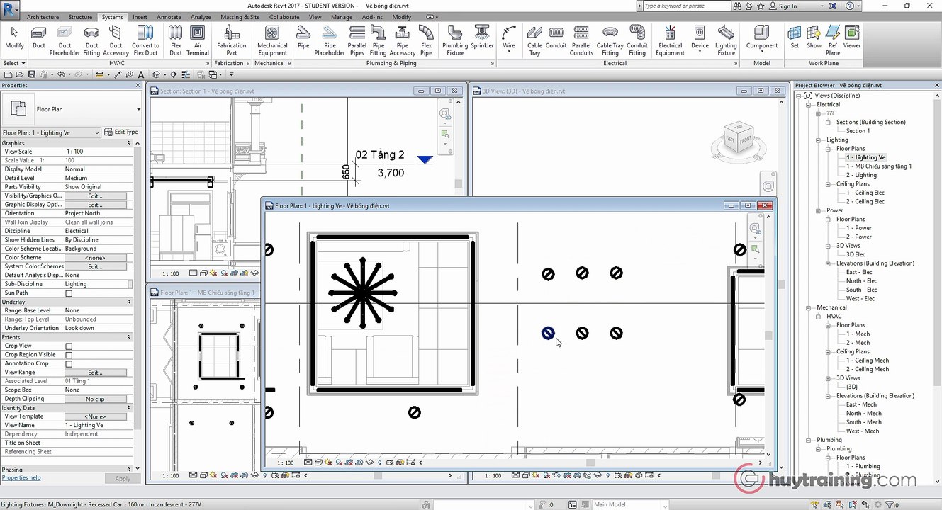 10.  Đặt bóng đèn điện trong Revit MEP  mp4