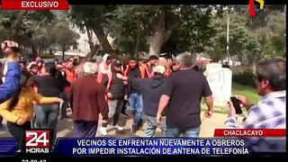 Chaclacayo: vecinos se enfrentan a obreros por impedir instalación de antena de telefonía