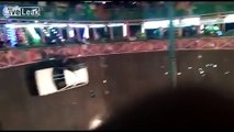 فيديو صادم لسقوط امرأة من سيارة في حلبة الموت