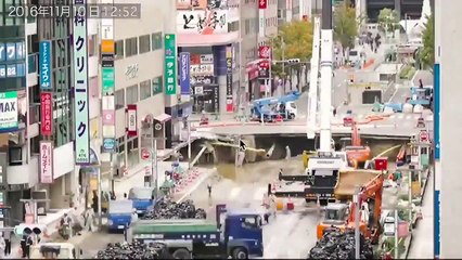 في دقيقتين .. تغلب اليابان على هذه الحفرة العملاقة