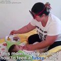 فيديو أفضل طريقة لإطعام الطفل دون عناء وبكاء