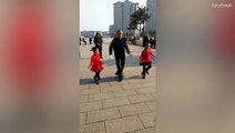 عجوز يؤدي رقصة مذهلة مع طفلتين.. فيديو يحقق 4 ملايين مشاهدة