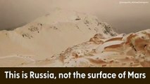 فيديو: اكتشف سر الثلوج البرتقالية التي غزت روسيا