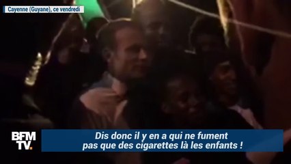 شباب يدخنون المخدرات أمام الرئيس الفرنسي: وهذا رد فعل إيمانويل ماكرون!