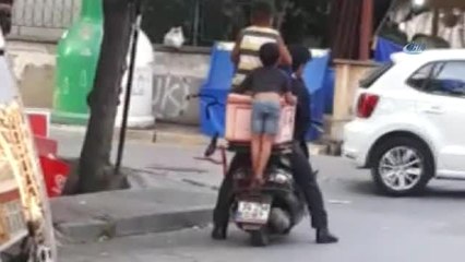 Maltepe'de Çocukların Motosiklet Üzerindeki Tehlikeli Yolculuğu Kamerada