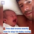 فيديو أب لديه طريقة غريبة جداً في إيقاف ابنته عن البكاء