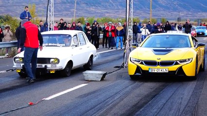 فيديو سباق مثير بين داسيا 1300 وبي ام دبليو i8